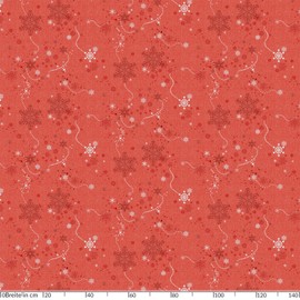 Anro Oilcloth, Wax Tablecloth - Christmas Snowflakes, Red