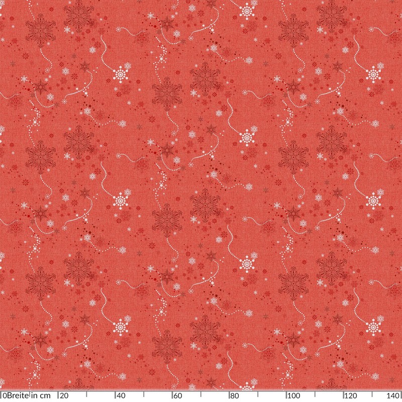 Anro Oilcloth, Wax Tablecloth - Christmas Snowflakes, Red