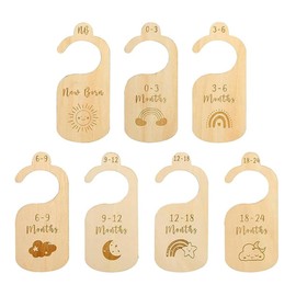 Pack of 7 Wooden Baby Size Dividers, Baby Clothes Separators 50-92, From Newborn to 24 Months