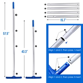 Lesnox Swimming Pool Brush, Skimmer Leaf Net with 4-Section Aluminum Pole, 4.75 Ft Long, for Cleaning Hot Tub, Pool and Pond