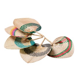 ISAKEN Sauna Fan Made of Natural Bamboo, Portable Summer Fan, Handmade Rattan Decor, Palm Leaf Fan, Hand Fan, DIY Heart-Shaped Bamboo Fan for Summer Crafts