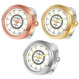 Lancardo Men's Finger Watch Trendy and Stylish Engraved Diamond Case Digital Scale Dial Adjustable Ring Ring 3ATM Waterproof Ring Watch Finger Watch, 3. Silver Case White Side