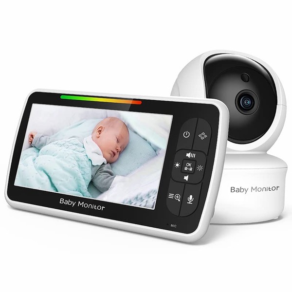 Monitor Bebé 5 Pulgadas, Baby Monitor con Cámara, Monitor de