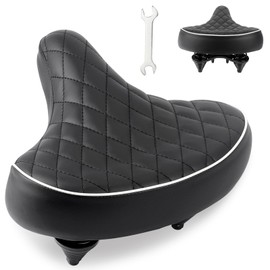 WEEROCK Bike Seat Wide Bicycle Seats for Men Women, Comfortable Soft Oversized E Bike Saddle Cushion Replacement for Cruiser Bikes, MTB, City Bike, Electric Bicycles, Tricycle, Exercise Cycle, Black