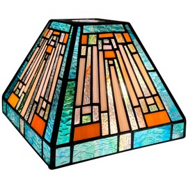 Capulina Tiffany Lamp Shade 7 Inches Wide Accessories Replacement Green Amber Mission Style Stained Glass Lampshade for Hanging Light Chandelier Wall Sconces Accent Lamp