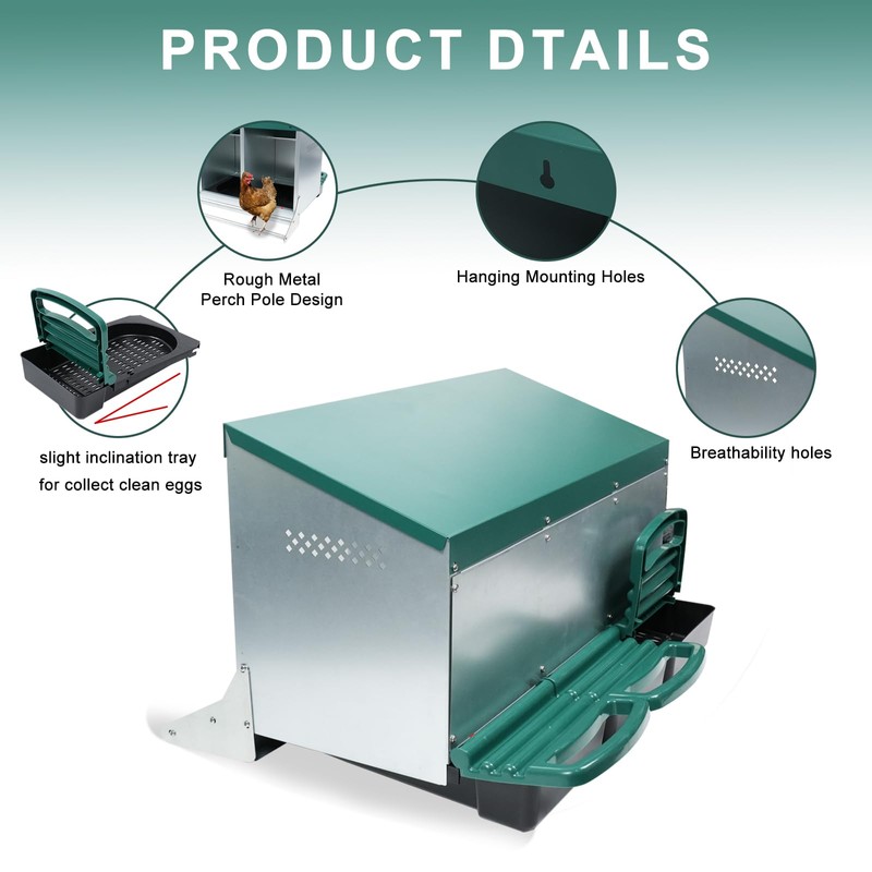 Chicken Nesting Box, 3 Holes Nesting Boxes, Heavy Duty Metal