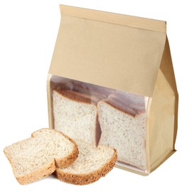 AeKahtay 50 Pack Bakery Bags with Window, 11.4"x8.7"x4.3" Large Paper Bread Bags for Homemade Bread, Tin Tie Tab Lock Brown Window Bag for Toast, Cookie, Loaf, Candy, Sugar, Nuts