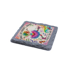 Dance Like Nobody's Judging Slate Coaster – Vibrant Artistic Home Décor, Fun & Inspirational Gift for Dancers, Women & Creative Souls (slco-kf25-dancenotjudgehg)