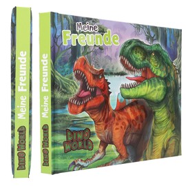 Depesche 13201 Dino World Friendship Book with Dinosaur Motif, Friendship Book with 108 Pages to Enter and Decorate
