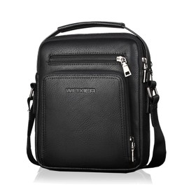 KUANG! Men's Shoulder Bag PU Leather Business Messenger Bag Briefcase Travel Crossbody Multi Pockets Handbag Purse
