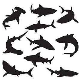 Shark Silhouettes, (Pack of 12)