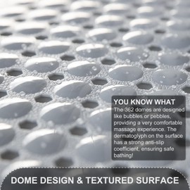 TEESHLY Bath Tub and Shower Mats, Non Slip 40 x 16 Inch Extra Large Bathtub Mat, Machine Washable Bathmat with Drain Holes, Suction Cups for Bathroom Floor, Gray