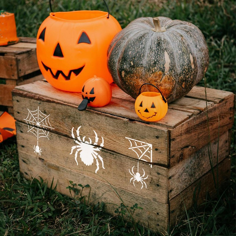 FINGERINSPIRE 9PCS Spider Stencils with 1Pc Plastic Brush 15x15cm