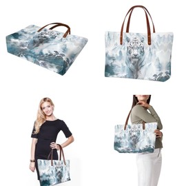 Salabomia Tiger Purse and Wallet Set for Women Top Handle Purse Shoulder Tote Bag Hobo Bag Wallet Handbag, Large Tote Shoulder Bag with PU Clutch Purse for Working Shopping, White