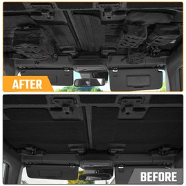 MAIKER 2PCS Roof Liner with Storage Organizer Bags Compatible with 2021-2024 Ford Bronco 4 Doors, Thermal Insulation Shield & Tactical Gear Organizer, Hook & Loop Backing(Not Fit Soft Top)