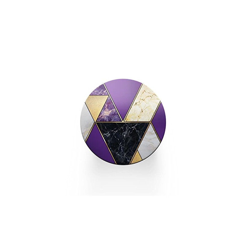Round Single Coaster - Art Deco Purple Marble Effect New