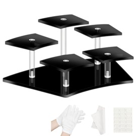 heizi Figure Case Collection Case Figures Shelf Display Case with Fastening Tape (5 Pieces, Black)
