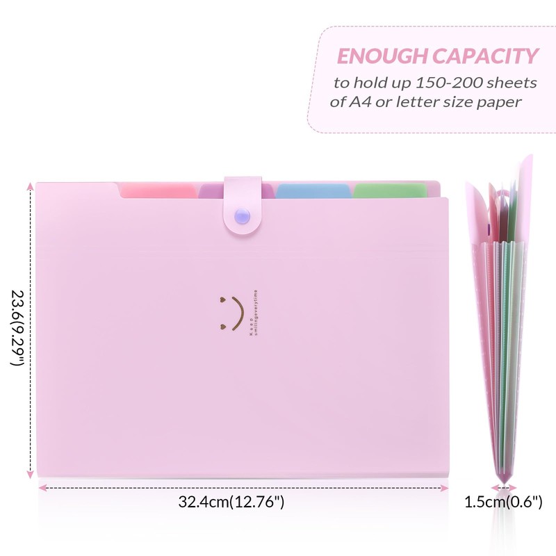 SKYDUE 5 Pockets Expanding File Folder, File Folders, Cute Accordion