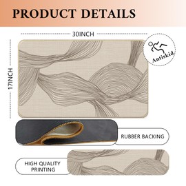 Koesus Modern Abstract Door Mat, Abstract Neutral Minimalist Line Door Mat Indoor Outdoor Entrance Porch, Beige Bath Mats, Modern Welcome Mats, 17x30 Inches