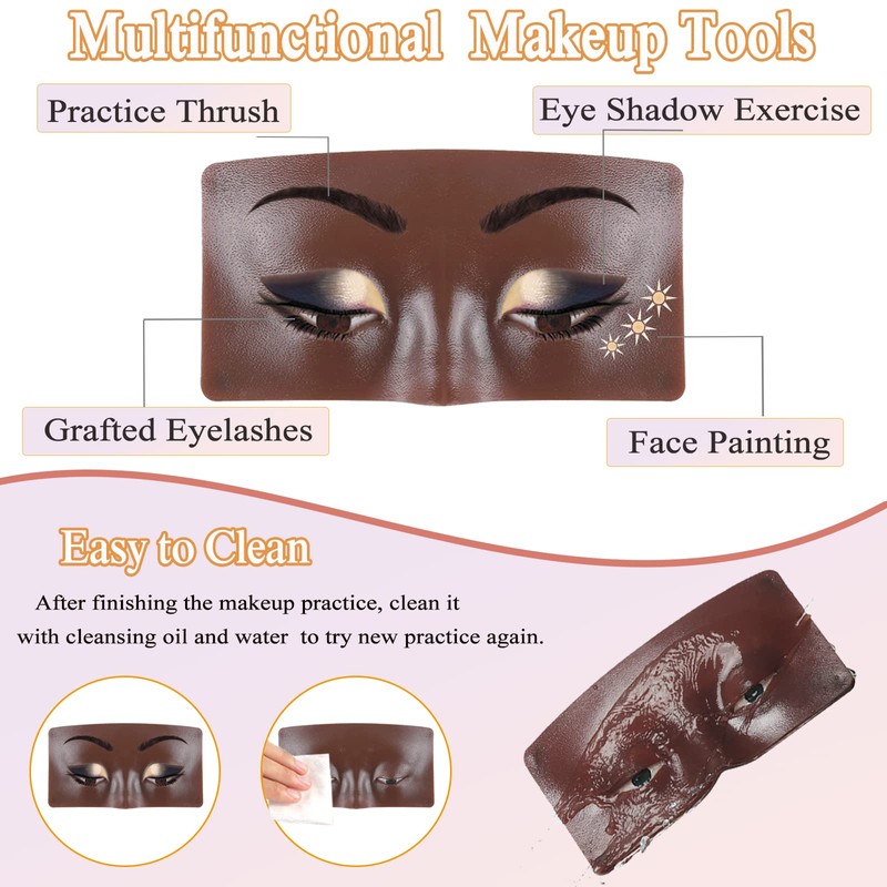 Silicone Makeup Practice Board - Face & Eyes Mannequin for
