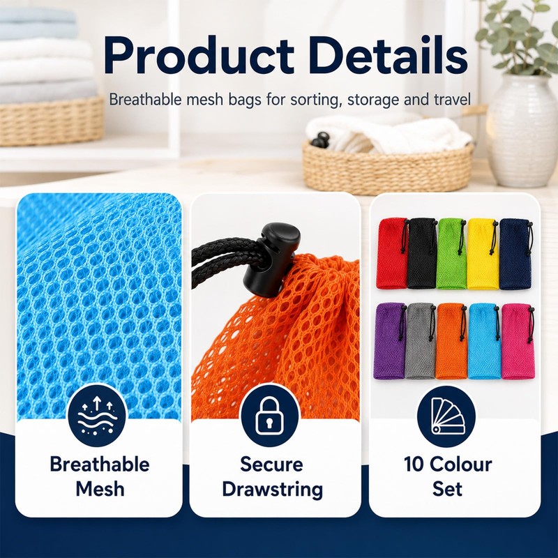 Squliicayy 10Pcs Mesh Drawstring Bags 35 x 40 cm