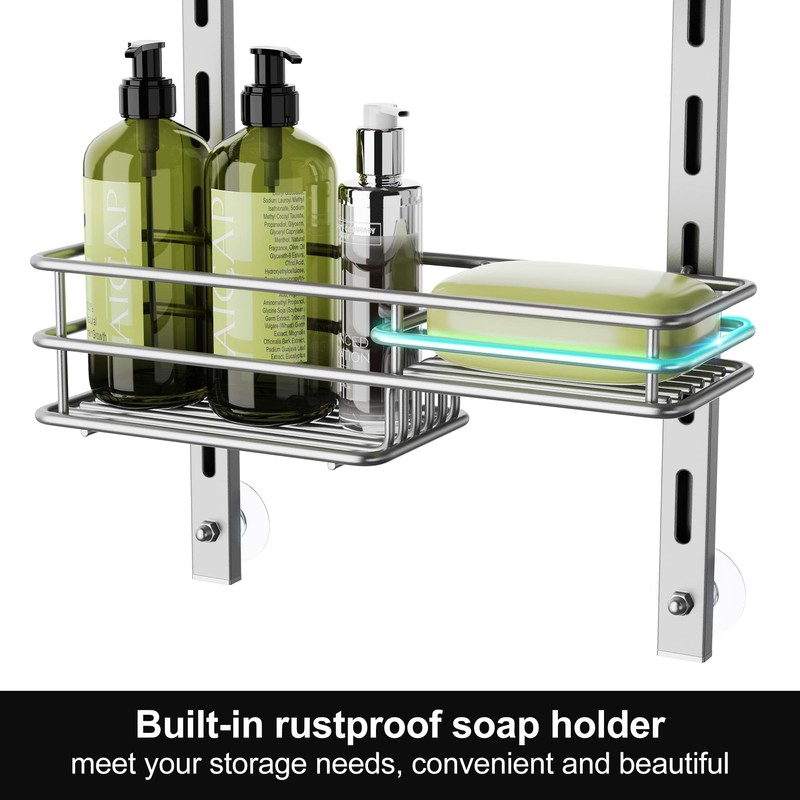 Orimade Over The Door Shower Caddy Adjustable 5 Tier Silver