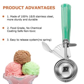 Ice Cream Scoop with Trigger, Large Size Cookie Scoop Stainless Steel Ice Cream Scooper for Kids & Families (5.2Tbsp)