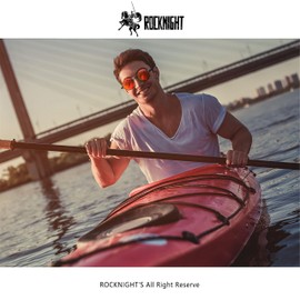 ROCKNIGHT Steampunk Round Sunglasses Men Polarized UV Protection Red Mirrored Reflective Sunglasses Boating