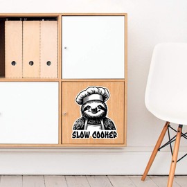 Large 210mm 'Funny Sloth Chef' Permanent Sticker Decal for Cars/Windows/Bins/Walls etc (DW00136850)