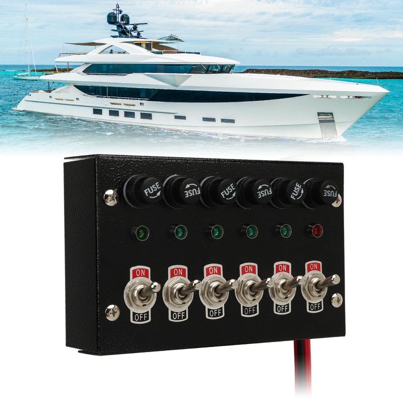 Marine Boat Rocker Switch Panel DC12 to 24V 6 Gang