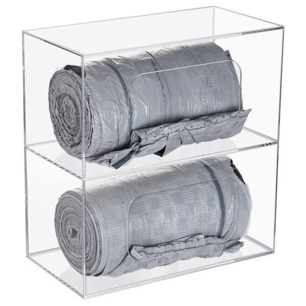 SEANADO Trash Bag Dispenser Roll Holder, 2 Compartment Wall Mount