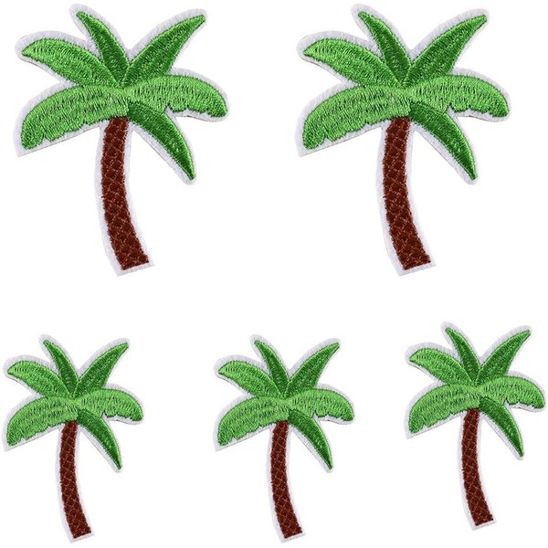 5Pcs Embroidered Iron On Patches DIY Accessories, Green Applique Coconut