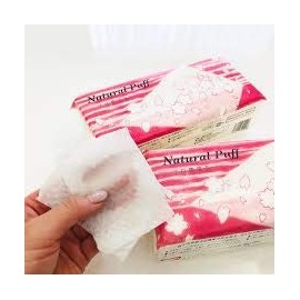 Acolle Natural Puff, 50 Pieces, Made in Japan, Made with 100% Wood Pulp, Fiber Free (Set of 50)