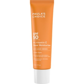 Paula's Choice Paula's Choice 5% Vitamin C Sheer Moisturizer SPF 50, Lightweight Invisible Broad-Spectrum Sunscreen, Brightens Dullness, Prevents Dark Spots, For All Skin Types Including Blemish-Prone, 2 Fl Oz.