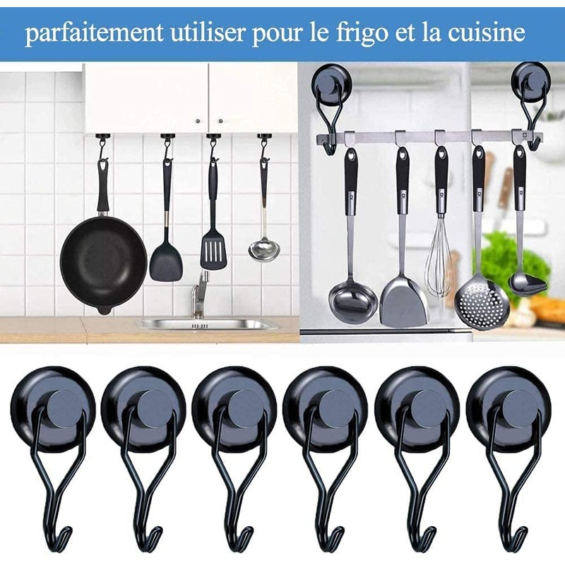Magnetic Hook 45kg 32D Magnetic Fridge Black Neodymium Rotating Magnetic