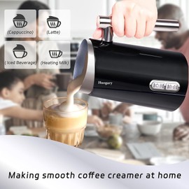 Huogary Milk Frother, 4 in 1 Electric Milk Steamer, Automatic Hot & Cold Foam Maker, Milk Warmer for Coffee, Latte, Cappuccino, Macchiato, 120V