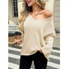 Saodimallsu Womens Oversized V Neck Sweaters Batwing Long Sleeve Knit