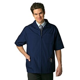 Adar Uniforms, Universal Scrubs for Men - Zippered Short Sleeved Scrub Jacket - 607 - Navy - L