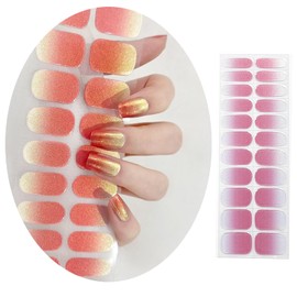 UUDDNN Semi Cured Gel Nail Strips,Works with Any UV/LED Lamps,Pre-Cured,Salon-Quality,Wallet-Frendly,Long Lasting Nail Wraps, Stickers (Aurora Gradient 1, Extra Long)