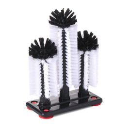 HENDI Glass Washing Up Brush, High, Plastic with 3 Nylon Brushes, Base Plate with 4 Suction Cups, 190 x 100 (H) x 250 mm, Polypropylene