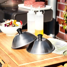 bremermann Burger Cover Set // Each 16 cm // Grill Cover Melting Bell Burger Cover // Stainless Steel (Stainless Steel, Set of 2)