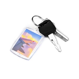 QWORK® 25 Pcs Blank Keyrings Empty Keyrings for Photos, Clear Acrylic Plastic Photo Keyrings for Family Friends Gift Craft - 4 × 5.5cm