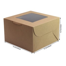 PQZKLDP PQZKLDP 12Packs 6x6x5 Inches Brown Kraft Cake Boxes with Window, Gift Packing, Bakery Boxes, Dessert, Pastry, Cupcake, Pie Cookies, With Stickers,66 FT Twine (6 * 6 * 5 Inch, Brown)
