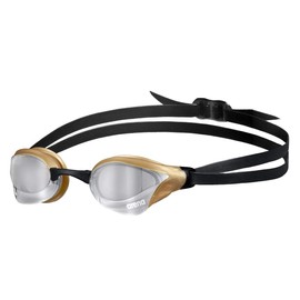 Arena Cobra Core Swim Goggles for Men and Women, Silver-Gold, Swipe Anti-Fog Mirror (New)
