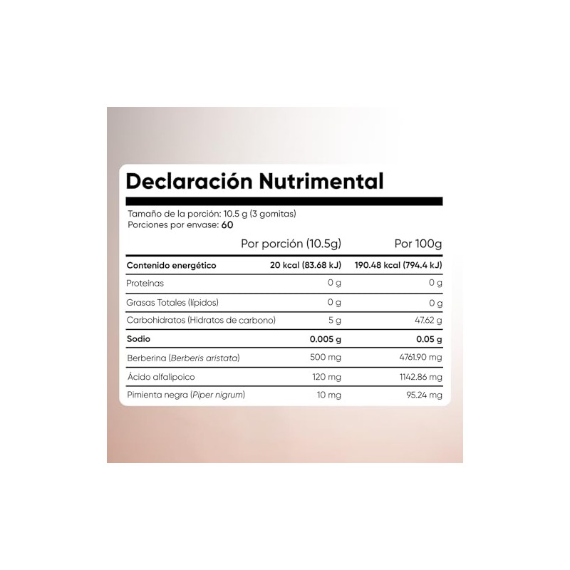 Berberina Pura 500mg 180 Gomitas para Adulto Sin Azúcar Health