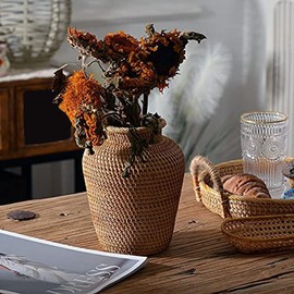NISHZHU Rattan Woven Vase Art Vase Fashion Table Decoration Plants Flowers Pot Faddish Flowers Pot for Home Decoration