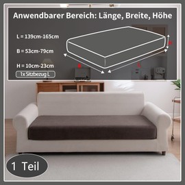 OHSIO Stretch Sofa Seat Cushion Cover - Non-Slip Sofa Cover, Washable Sofa Cover, Universal Couch Cover, Durable and Easy Care (Brown, 1 x Seat Cover L)