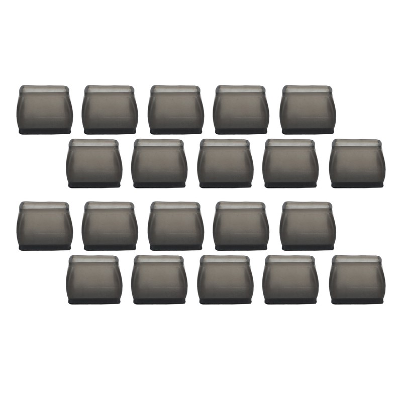 20 Pcs Chair Leg Floor Protector Rectangular Transparent Black Felt