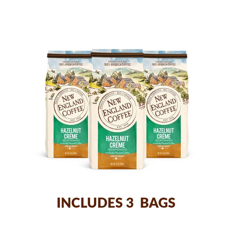 New England Coffee Hazelnut Crème Decaffeinated Medium Roast Ground Coffee,