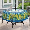 bnhjsdw Blue Lemon Outdoor Tablecloth with Umbrella Hole for Round
